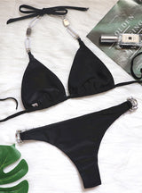 Sexy Crystal Diamond Strap Backless Bikini