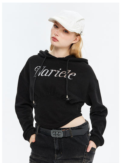 Waist-closed Hooded Short Sports Top