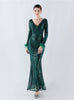 Long Sleeve Mermaid Sequins Prom Dress