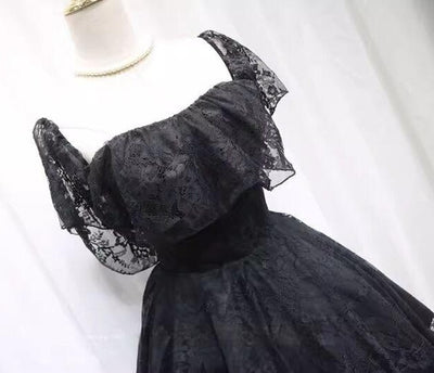 Black Lace Strapless Homecoming Dress