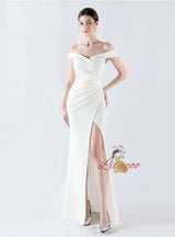 Mermaid Off the Shoulder Pleats Prom Dress