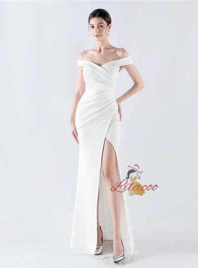 Mermaid Off the Shoulder Pleats Prom Dress