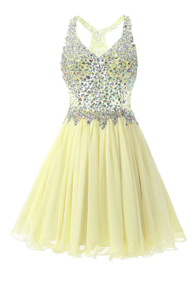 Blue Chiffon Crystal Homecoming Dress