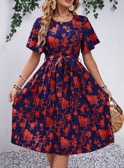 Floral Print Short Sleeve Dress