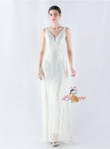 Mermaid V-neck Sequins Beading Prom Dress