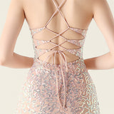 Spaghetti Straps Mermaid Sequins Beading Prom Dress