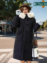 Medium and Long Over-the-knee Loose Hooded Padded Jacket