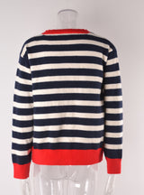 Striped Cardigan Color Matching Button Sweater Coat