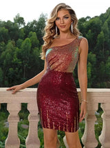 One-shoulder Sleeveless Mini Dress