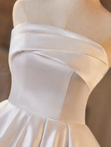 White Satin Strapless Homecoming Dress