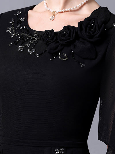 Red Chiffon 3D Flower Beading Mother Of The Bride Dress