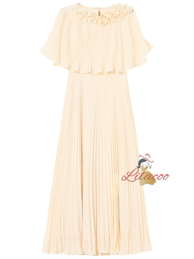 Champagne Chiffon Flower Mother Of The Bride Dress