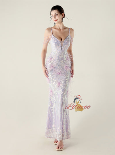 Mermaid Sequins Spaghetti Straps Prom Dress