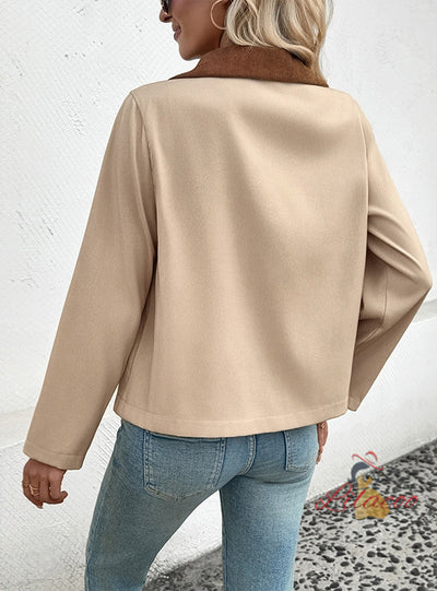 Lapel Short Contrast Coat Jacket