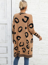 Leopard Print Sweater Long Cardigan Sweater Coat