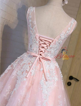 Blue Lace Tulle Homecoming Dress