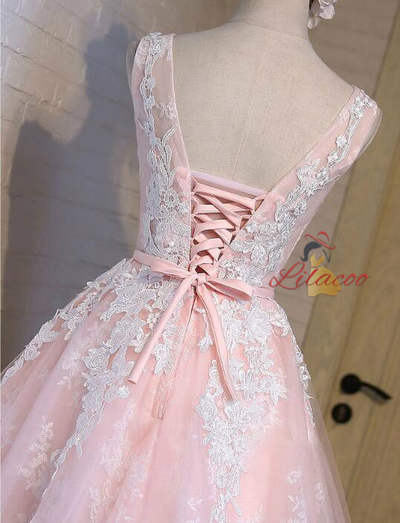 Blue Lace Tulle Homecoming Dress