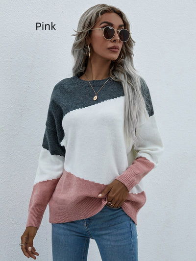Loose Round Neck Striped Sweater