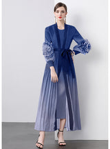 Gradual Disc Flower Lace-up Coat+Joker Straight Dress