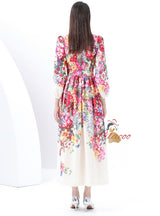 Sexy Lace V-neck Retro Print Dress