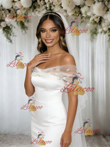 White Mermaid Off the Shoulder Wedding Dress
