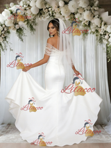 White Mermaid Off the Shoulder Wedding Dress