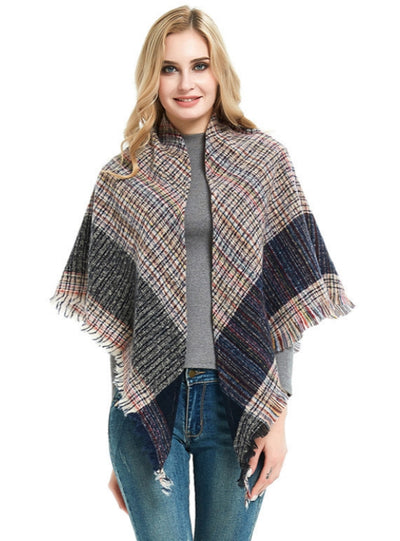 Autumn and Winter Plaid Triangle Scarf