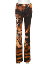 Printed Fake Pocket Slim Casual Pants