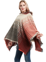 Polyester Gradient Hooded Cloak Shawl
