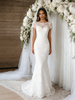 White Mermaid Lace Short Sleeve Wedding Dress