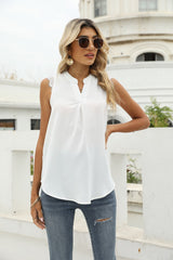 Solid Color Shirt Loose V-neck Sleeveless Top