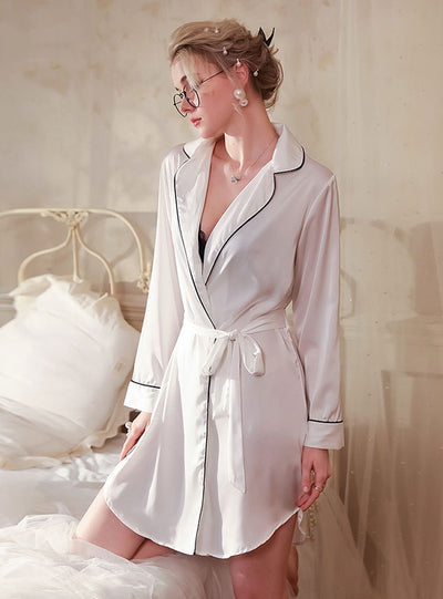 Silk-like Bathrobe Pajamas