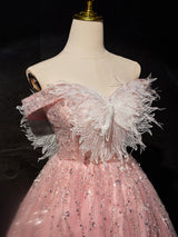 Pink Tulle Sequins Homecoming Dress