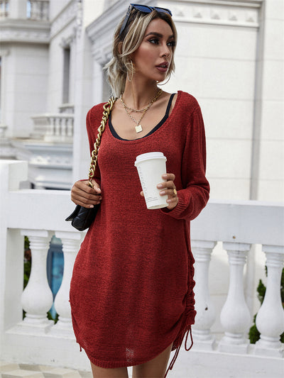 Round Neck Solid Color Pullover Loose Sweater