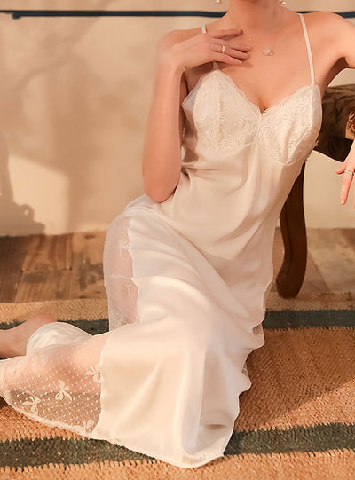 Mesh Lace Stitching Nightgown Two-piece Suit