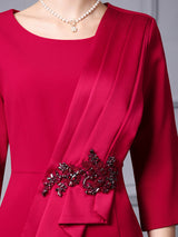 Red Pleats Crystal Mother of the Bride Dress