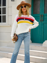 Thin Stitching Color Pullover Sweater