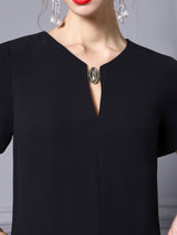 Black Sequins V-neck Mother Of The Bride Dress