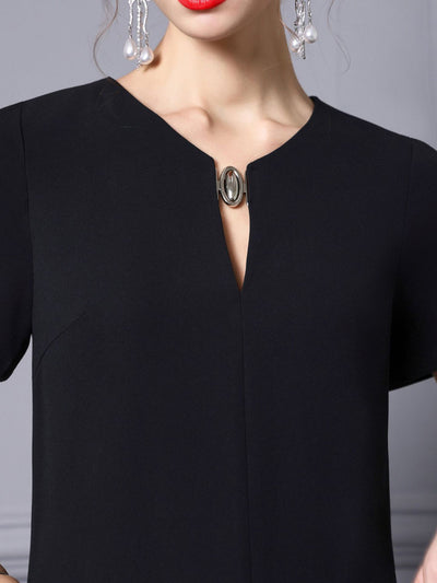 Black Sequins V-neck Mother Of The Bride Dress