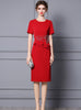 Red Short Sleeve Mother Of The Bride Dress