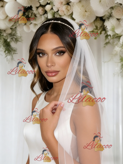 White Tulle Lace Scoop Neck Wedding Dress