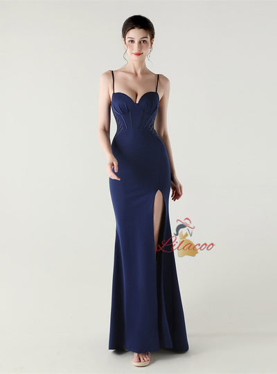 Mermaid Spaghetti Straps Beading Prom Dress