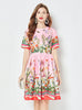Slim-fit Mid-length Short-sleeved Printed Dress