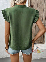 Women Solid Color V-neck Shirt
