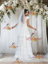 White Lace V-neck Wedding Dress