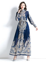 Long Sleeve Cage Sleeve Printed Dress