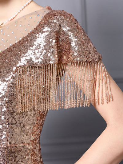 Sequins Cap Sleeve Beading Mother Of The Bride Dress