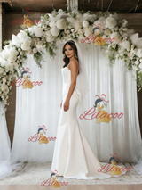 White Mermaid Spaghetti Straps Wedding Dress