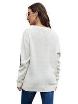 Letter Jacquard Casual Loose Pullover Sweater