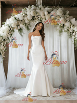 White Mermaid Spaghetti Straps Wedding Dress